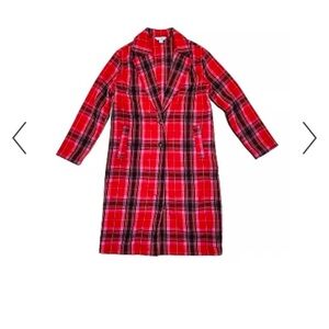 Red Plaid Long Coat